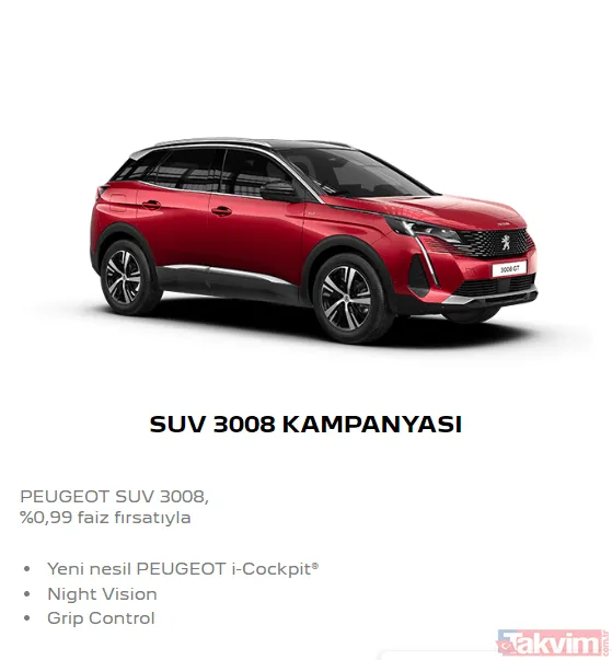 Benzin 3008 Allure 1.6 Puretech 180Hp Eat8 988.000 Tl 3008 Gt 1.6 Puretech 180Hp Eat8 1.158.500 Tl Dizel 3008 Actıve Prıme 1.5 Bluehdi 130Hp Eat8 974.000 Tl...