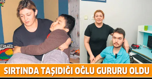 Sırtında taşıdığı oğlu, Seval hanımın gururu oldu
