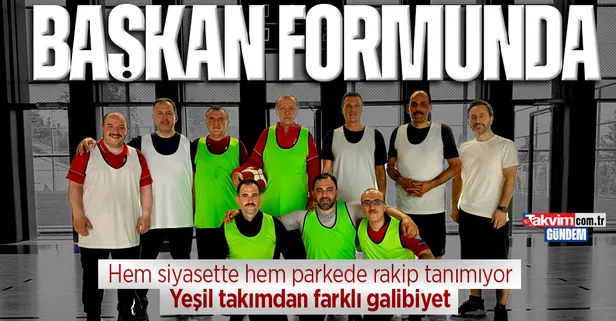 Basketbol maçı sonrası ekip fotoğrafı! Başkan Recep Tayyip Erdoğan formunda