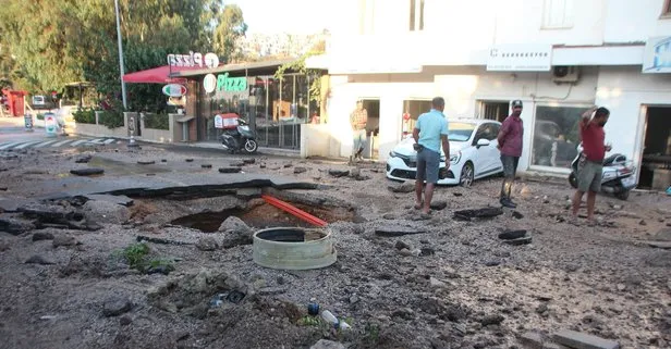 CHP’li Bodrum Belediyesi’nde altyapı rezaleti! İsale hattı patladı: İş yerlerini su bastı araçlar hasar gördü