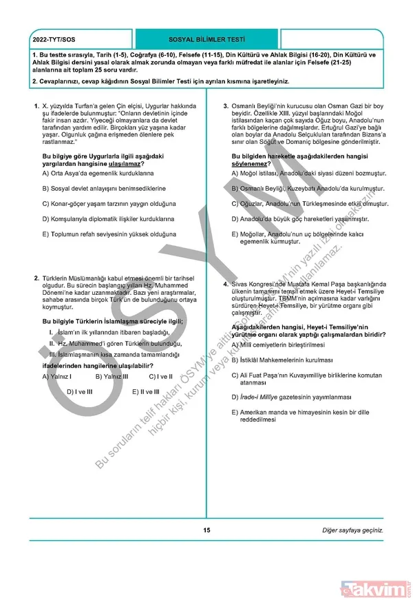 YKS TYT FUL A-B-C-D kitapçığı soru ve cevap anahtarı! 2022 YKS TYT SORU VE CEVAPLARI PDF İNDİR! osym.gov.tr YKS TYT Türkçe, Sosyal Bilimler, Matematik, Fen, Coğrafya, Din cevap anahtarı! - 17