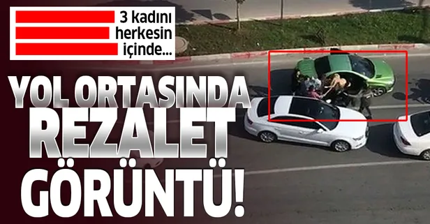 Mersin'de pes dedirten görüntüler: Trafikte tartıştığı 3 kadını sopayla dövdü
