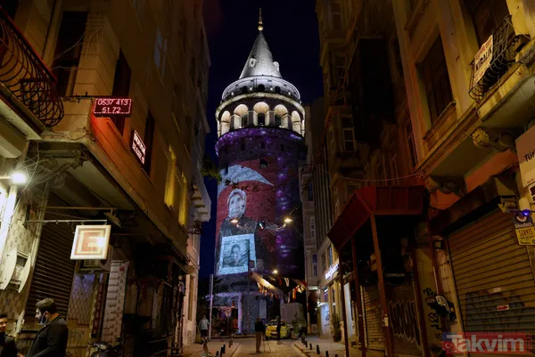 Anneler Günü, Galata Kulesi'ne yansıtılan fotoğraflarla kutlandı! Mustafa Kemal Atatürk ve Başkan Erdoğan... - 25