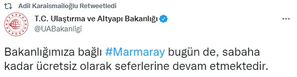 son-dakika-marmaray-ucretsiz-ulastirma-ve-altyapi-bakani-duyurdu-1643184236267.jpg SON DAKİKA: Marmaray ücretsiz! Ulaştırma ve Altyapı Bakanı duyurdu-1