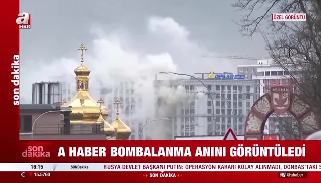 Bombalanma anı A Haber kamerasında