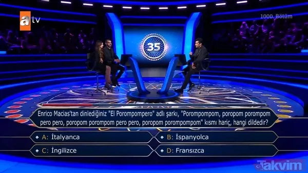 Kim Milyoner Olmak İster'de Kenan İmirzalıoğlu'ndan Yusuf Çim ve Feyza Sevil Güngör'ü pes ettiren 200 bin TL'lik 'TDK' sorusu - 35