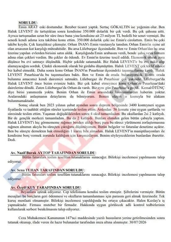 Konteyner üreticisi Nejdet Kuy konuştu: Deprem konutları ödemesinden Haluk Levent’e 70 milyon TL ödediğini itiraf etti-7