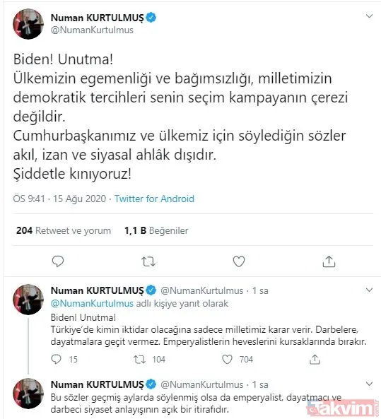 Başkan Erdoğan'ı ve Türkiye'yi küstahça hedef alan ABD'li Joe Biden'a tepki yağdı! - 8