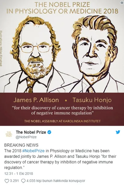 Nobel Tıp Ödülü kanser araştırmasına verildi-1
