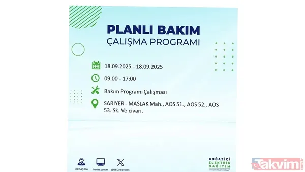 🔴18 Eylül Perşembe Günü Elektrik Kesintisi Yaşanacak İlçeler