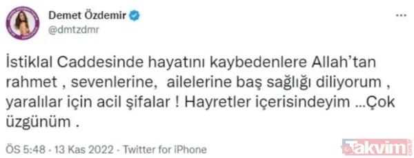 Taksim İstiklal Caddesi'ndeki patlamaya ünlü isimlerden tepki yağdı: “Çok üzgünüm” Müge Anlı, Demet Akalın, Hadise, Demet Özdemir... - 10