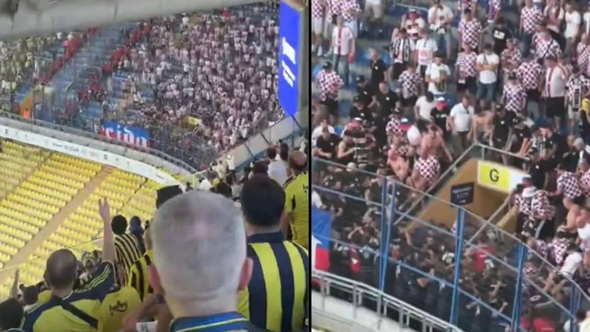 Fenerbahçe maçında Türk polisine saldırı! Górnik Zabrze taraftarları zıvanadan çıktı