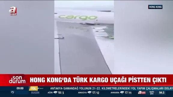 Kargo uçağı Hong Kong'a inişi sırasında pistten çıktı