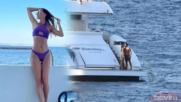 Ebru Şallı ve eşi Uğur Akkuş teknede aşka geldi birbirlerine öpücükler kondurdular! Tatil bahane romantizm şahane - 1