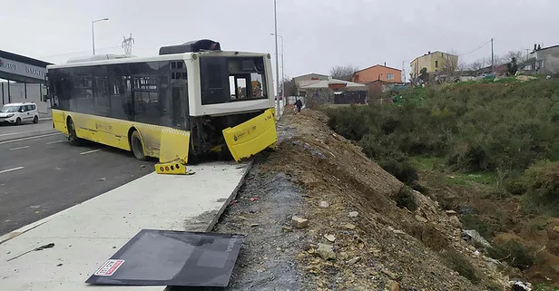 Başakşehir'de facianın eşiğinden dönüldü! İETT otobüsü şarampole uçtu
