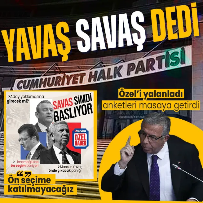 Kriz büyük! Mansur Yavaş Özgür Özeli yalanlayıp anketleri masaya getirdi... Ön seçim tercihi bize söylenmedi katılmayacağız