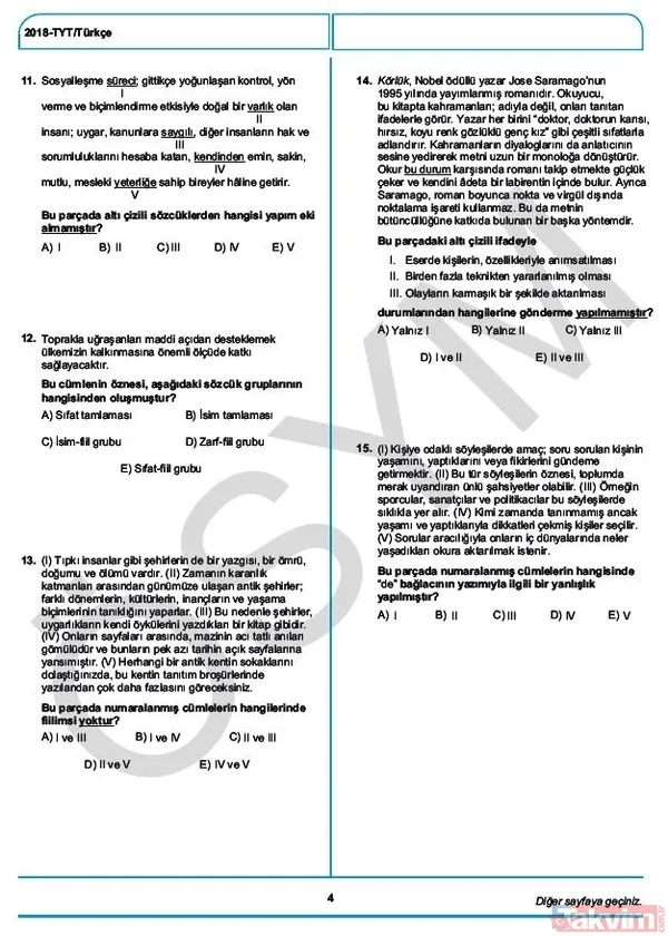 YKS çıkmış sorular ve cevaplar! 2018 YKS çıkmış sorular ve cevap anahtarı - 7