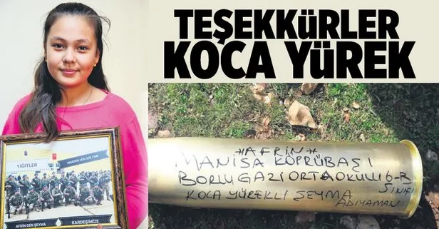 Mehmetçik bomba üzerindeki mesajla 12 yaşındaki Şeyma Adıyaman’a selam yolladı