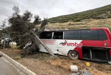 Otobüs ağaca çarptı!