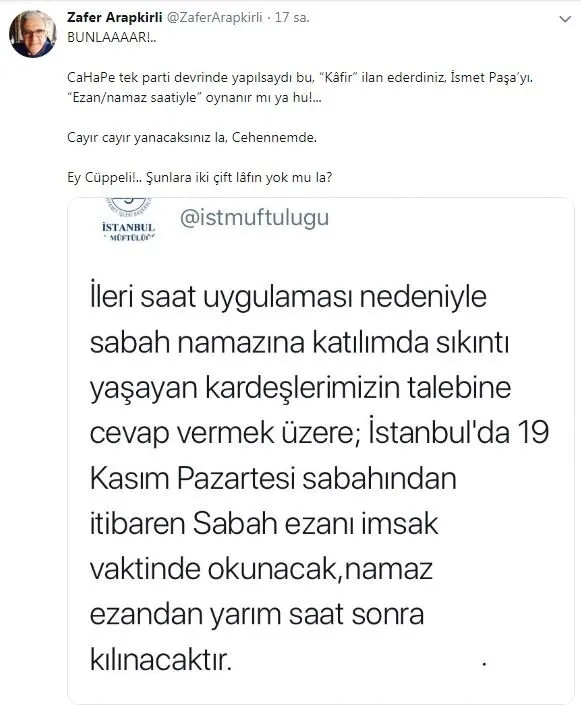 zafer arapkirli ezan tweet ile ilgili görsel sonucu