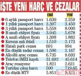 Yeniden değerleme oranı Resmi Gazete'de | Ehliyet, pasaport, MTV, telefon harcı, trafik cezaları... İşte yeni ücretler - 5