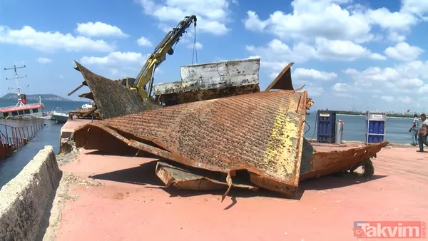 Maltepe Sahili'nde geçtiğimiz yıl batan geminin parçaları çıkartıldı - 5