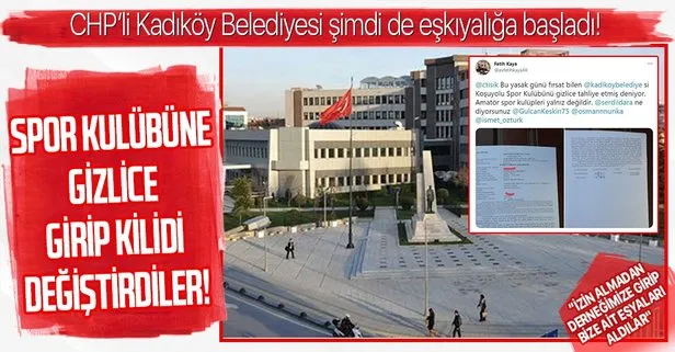 CHP’li Kadıköy Belediyesi’nde zorbalık! Koşuyolu Spor Kulübü’nün lokaline gizlice girip, kapı kilidini değiştirdiler!