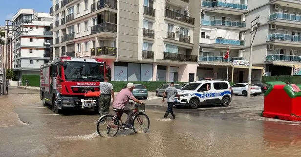 İzmir’de su borusu patladı yollar göle döndü, evleri su bastı