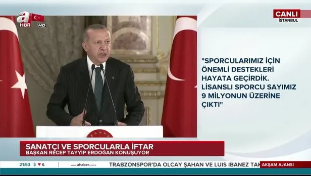 Başkan Erdoğan: Sanatçı sanatıyla sporcu sporuyla konuşur