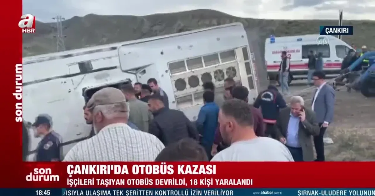 Çankırı’da yolcu otobüsü devrildi! 18 yaralı
