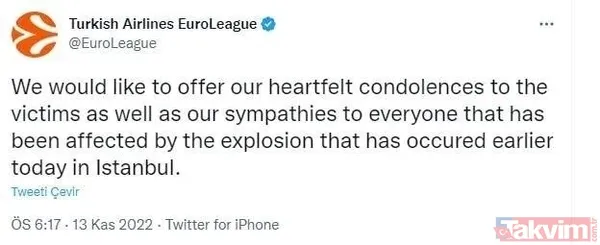 İstiklal Caddesi'nde hain terör saldırısı sonrası Türkiye tek yürek! Spor camiasından geçmiş olsun mesajları... - 27