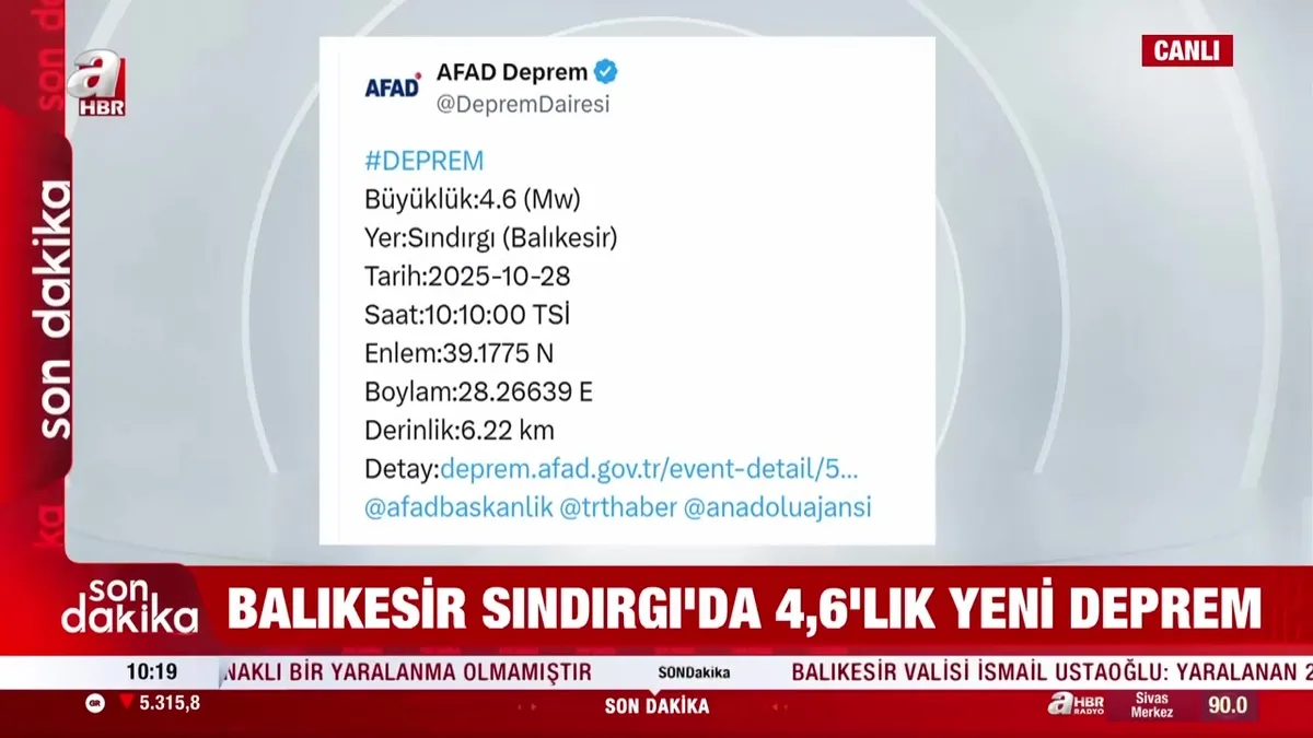 Balıkesir Sındırgı'da 4.6'lık yeni deprem