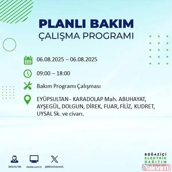 6 Ağustos İstanbul'da Elektrik Kesintisi Yaşanacak İlçeler