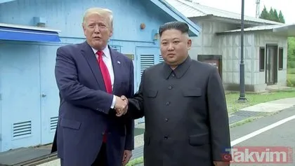 ABD Başkanı Donald Trump ile Kuzey Kore lideri Kim Jong-un silahsızlandırılmış bölgede bir araya geldi