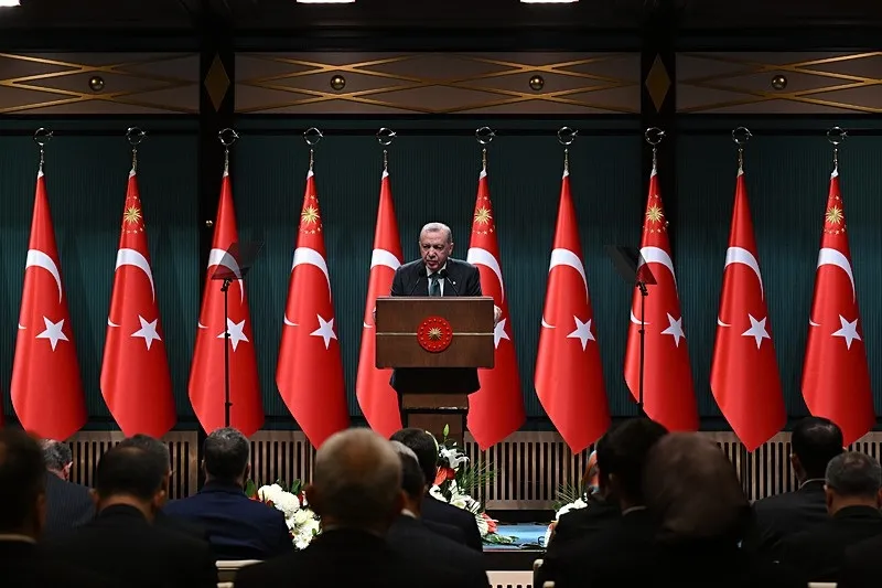 Başkan Erdoğan, Kabine Toplantısı'nın ardından millete seslendi. (AA)