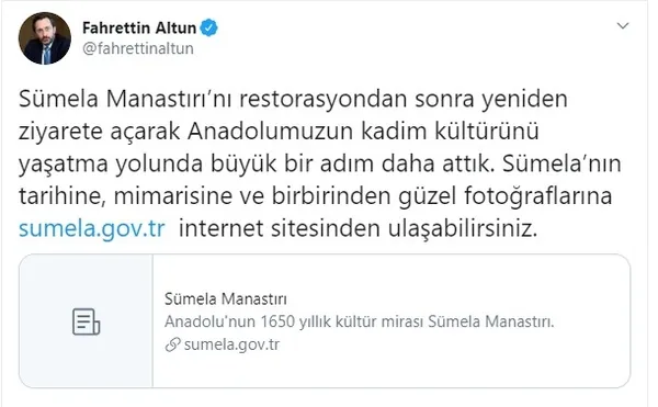 İletişim Başkanlığı’ndan “Sümela Manastırı”na özel internet sitesi-1