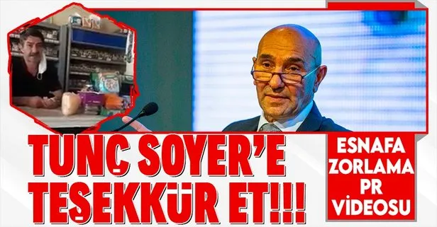 İzmir Büyükşehir Belediyesi Müdürü Heval Savaş Kaya, esnaflara zorla Tunç Soyer için teşekkür videosu çektiriyor