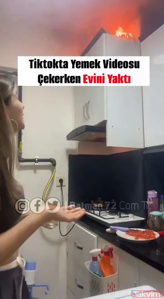 Al sana Tiktok! Yemek videosu çekeyim dedi mutfağının yanışını izledi: Alevleri üfleyerek söndürme çabası dikkat çekti - 5