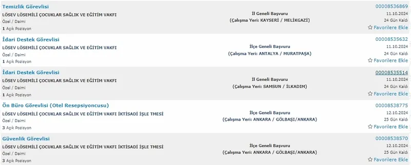 18-30 Eylül LÖSEV personel alım ilanları: Bulaşıkçı, temizlik görevlisi...-6
