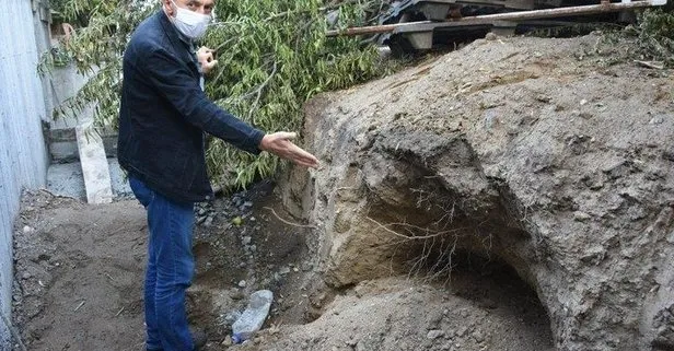 Aydın Nazilli’de heyelan sonrası inşaat temelinden kafatası ve kemikler çıktı