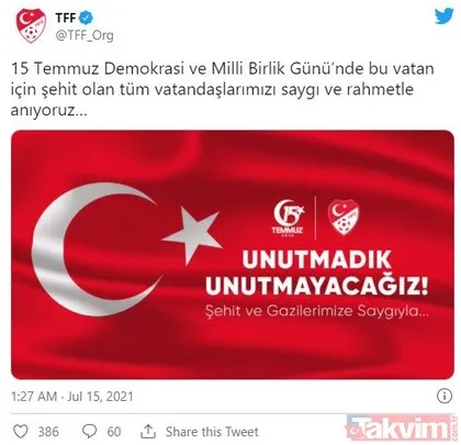 Spor dünyası 15 Temmuz’da tek yürek oldu! Beşiktaş, Fenerbahçe, Galatasaray ve Trabzonspor’dan 15 Temmuz mesajları