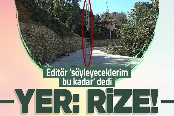 Rize'de bir garip olay! Yolun ortasındaki elektrik direği kazalara davetiye çıkarıyor!-1