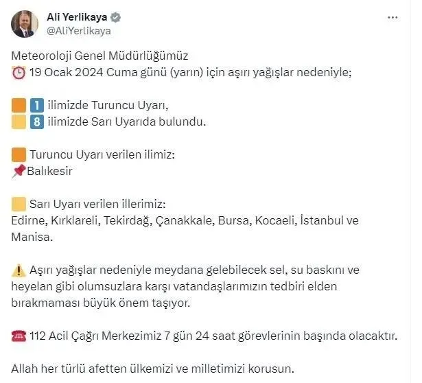 HAVA DURUMU | Meteoroloji'den sağanak ve lodos alarmı! 8-10 derece birden düşecek! 19 Ocak hava nasıl olacak?-3