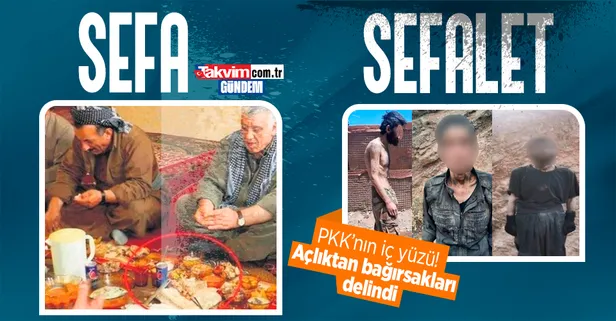 Teslim olan PKK'lı teröristlerin sefil görüntüleri ortaya çıktı... Elebaşları sefa alt kademe sefalet içinde!