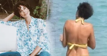 Arzum Onan hiç çekinmeden yıllara meydan okuyor sarı bikinisiyle ortalığı sallıyor! 47 yaşındaki güzel gençleri cebinden çıkarıyor