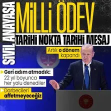 Başkan Erdoğan’dan Özgürlük ve Demokrasi Adası’nda sivil anayasa mesajı: Sivil anayasa milli ödev
