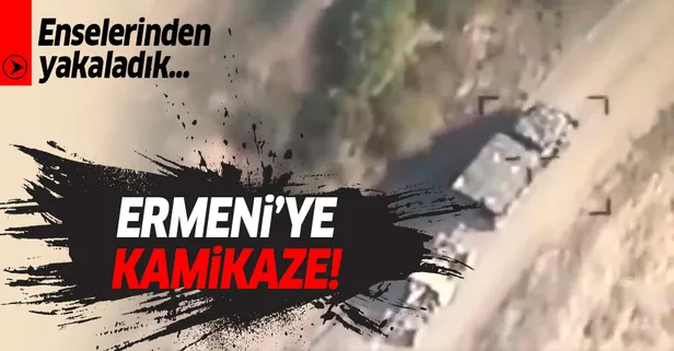 Azerbaycan'ın kamikaze drone'ları Ermenilere ait askeri araçları böyle imha etti!