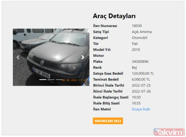 SGK'DAN 10 BİN TL'YE 2004 MODEL FİAT! 100 bin TL'ye Mercedes sahibi olun! SGK 2. el fiyatları şoke etti! Toyota, Fiat, Renault, Citroen... - 7