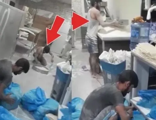 Yere dökülen unları kürekle toplayıp lavaş yaptı!