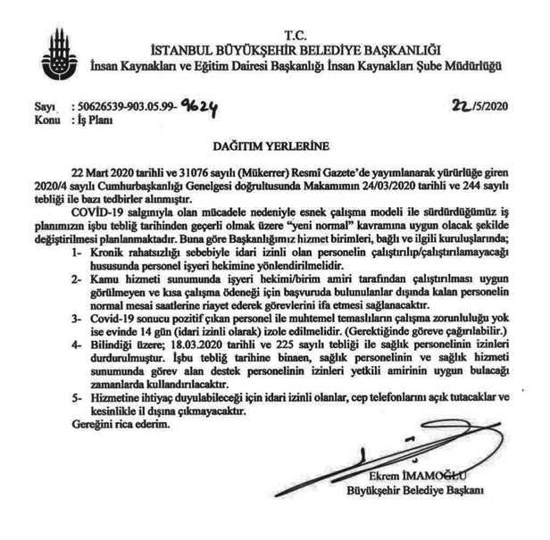 CHP'li İBB Başkanı Ekrem İmamoğlu imzalı yazıda kısa çalışma ödeneği itirafı-1